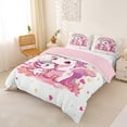 thumbnail image 3 of Metsweet Cute Unicorn Bedding, Cartoon Love Heart Rainbow Duvet Cover Full, Pink White,Pink Reversible,3pcs,1 Duvet Cover and 2 Pillowcases, 3 of 6