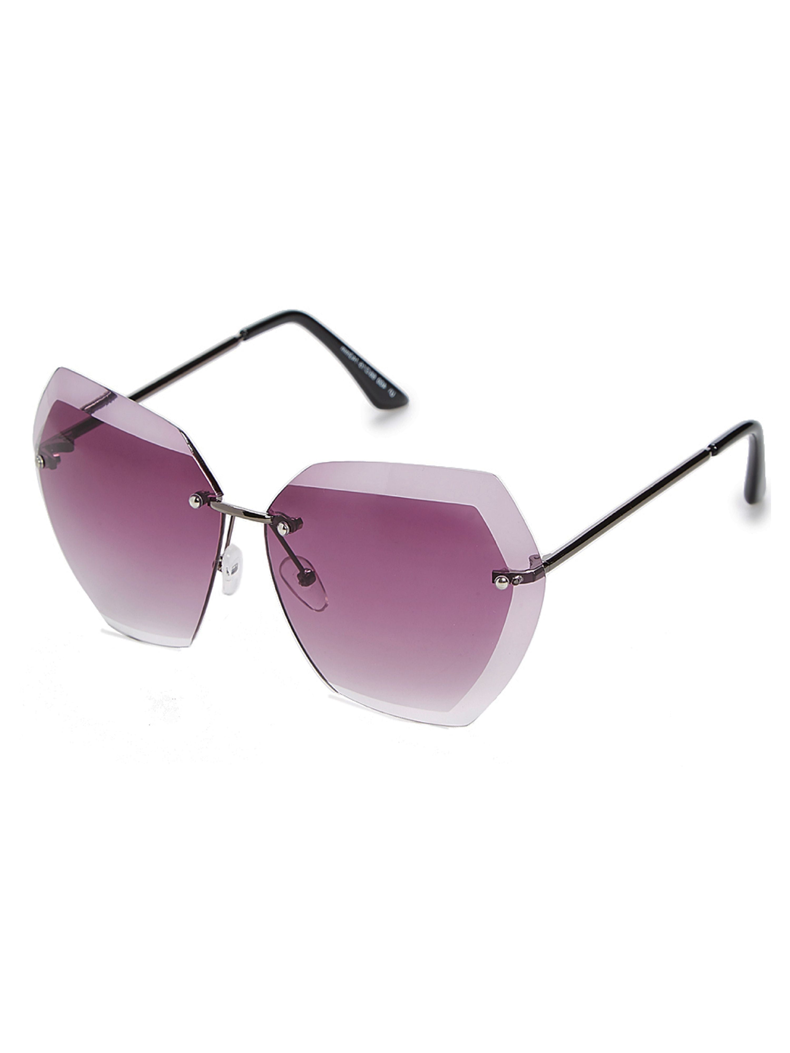 Adult Female Oversized Rimless Diamond Cutting Lens Sunglasses P4150 