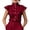 Wine06, variant on Blouses for Women Solid High Neck Blouse, Ruffled Cap Sleeve Button-Down Shirt, Elegant Workwear Top, Office Commute Blouse Womens Summer Tops