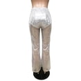 thumbnail image 4 of Womens Perspective Sequin Sparkle Flared Pants Wide Leg Bell Bottom Trousers, 4 of 4