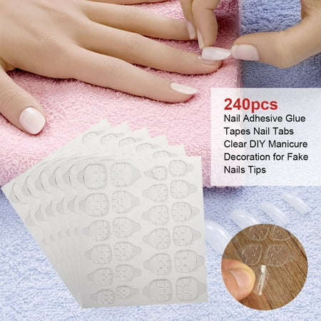 240pcs Nail Adhesive Glue Tapes Nail Tabs Clear DIY Manicure Decoration for Fake Nails