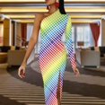 thumbnail image 3 of Colorful Polka Dot Maxi Dress Long Sleeve Abstract Party Bodycon Dresses Autumn Retro Dress Woman Custom Vestidos, 3 of 5