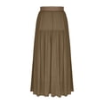 thumbnail image 3 of Ygbgbb Women's 2026 Summer Casual Maxi Skirt High Waisted Boho Flowy A-Line Skirt with Belt Fashion Solid Long Skirt for Beach Party and Everyday Wear Coffee S, 3 of 6