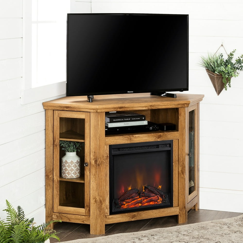 Middlebrook Designs 48inch Barnwood Corner Two Door Fireplace TV Stand Console
