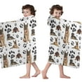 thumbnail image 4 of German Shepherd Dog and Footprint Hooded Bath Towel，60"x35" for Ages 3 To 12 Kids, Quick Dry Lightweight Soft Microfiber Hood Beach Towel Cover Up for Kids, 4 of 7