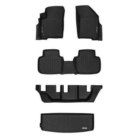 Dodge Journey Cargo Cover Maxliner 2012-2018 Dodge Journey With 1st Row Dual Floor Hooks Floor Mats 3 Rows Maxtray Cargo Liner Behind 3rd Row Set Black A0198/B0198/C0198/E0198 ()