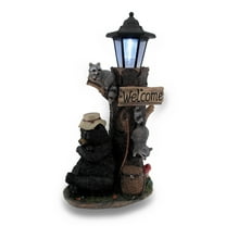 Zeckos Lazy Days of Summer Black Bear and Friends LED Solar Welcome Lantern