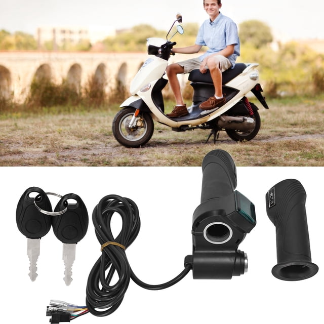 Electric Bike Throttle Handle, 2 PCS Real Time Display Wear Bike Speed Control Throttle Grip SM Interface for Maintain