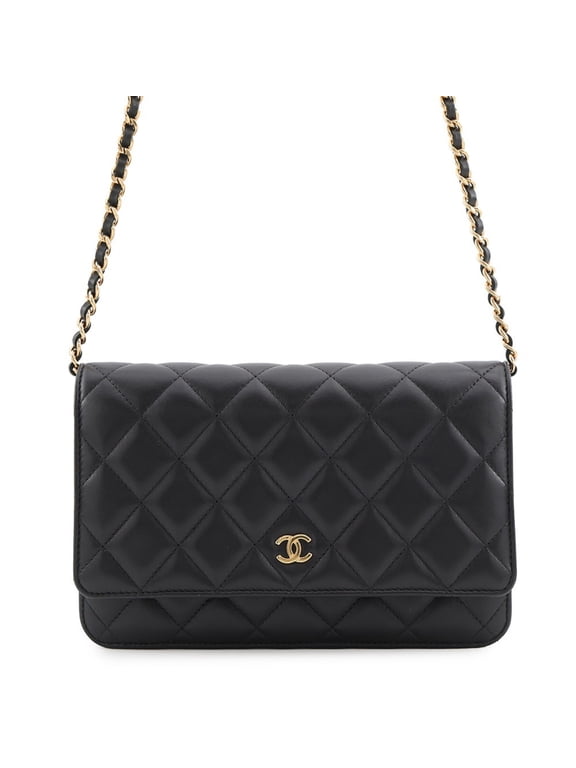 Pre-Owned Chanel Chain Wallet Classic Matelassé Coco Mark Lambskin AP0250 CHANEL Black Women's...