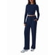 thumbnail image 3 of Conjunto Deportivo Y2K de Dos Piezas para Mujer, con Larga, Top Ajustado y Pantalones Anchos, Ideal para y Otoño Azul Oscuro L, 3 of 8