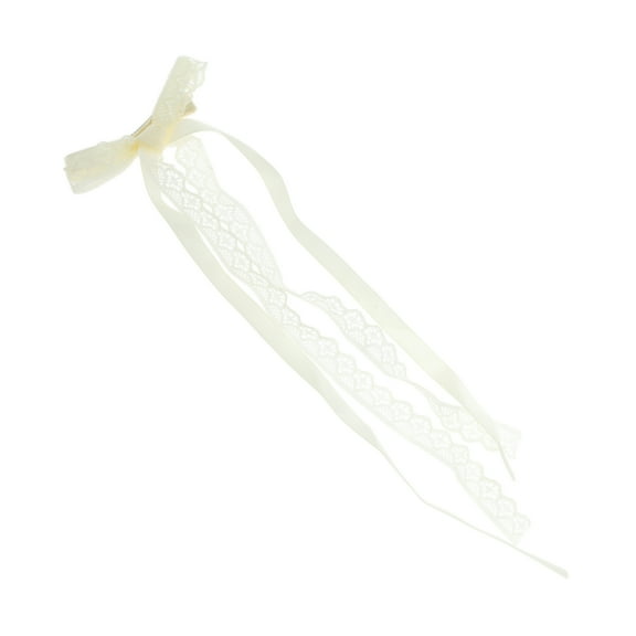 Unique Bargains 1 Pc Bow Ribbon Hair Clips Hairdo Clip for Home Beige