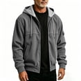 thumbnail image 6 of MexChoioe Mens Knit Hooded Zip Jacket Elastic Multi Pockets Wind Resistant Loose Outdoor Streetwear Outerwear for Mens, 6 of 7