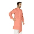 thumbnail image 3 of Atasi Casual Solid Long Sleeve Cotton Kurta For Indian Mens Mandarin Collar Irregular Hem Ethnic Shirt, 3 of 7