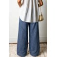 thumbnail image 2 of Women's Sky Blue Polka Dot Wide Leg Jeans – High Waist Denim Pants with Drawstring Detail, 16, 2 of 12