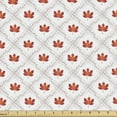 thumbnail image 1 of Leaves Fabric by the Yard, Repetitive Diagonal Squares Rhombus Style Fall Foliage Illustration, Decorative Upholstery Fabric for Chairs & Home Accents, White and Pale Vermilion by Ambesonne, 1 of 5