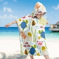 thumbnail image 5 of Clearance!Kids Hooded Beach Bath Towel, Surf Poncho Toddlers Soft Thick Large Absorbent Cotton Wrap for Boy Girl, Shower/Beach/Pool 25.6*29.5In, marine animals and plants Pattern, 5 of 8