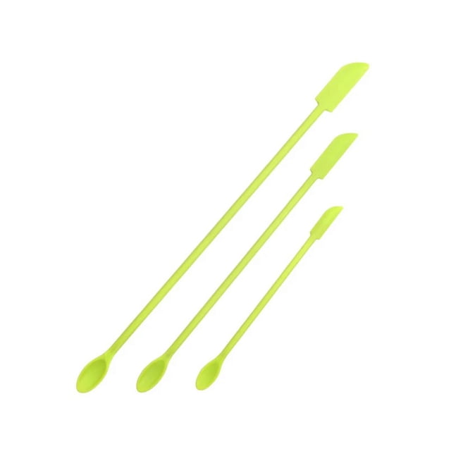 Juego de Herramientas de Espátula de 3 Piezas Mini Espátula de Silicona Raspador de Doble Extremo Belleza con Cuchara para Frascos de Cocina Crema de Mantequilla Botellas de Cosméticos Color Verde