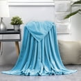 thumbnail image 2 of Tunhigl Cozy Solid Color Flannel Throw Blanket - Ultra-Soft Polyester Velvet Plush Blanket for Sofa, Bed, Living Room - Perfect Home Decor Gift for Women, Men, All Seasons Blue, 2 of 7
