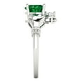 thumbnail image 3 of 1.05 ctw Claddagh Anniversary Ring for Women | Heart Cut Simulated Emerald | Hyperallergenic Solid 18K White Gold, 3 of 5