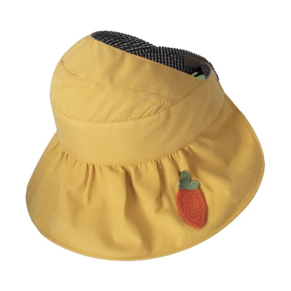 54-58cm hat circumference adjustable summer empty top hat women's foldable hat big brim cute fruit sunshade sunscreen hat,yellow