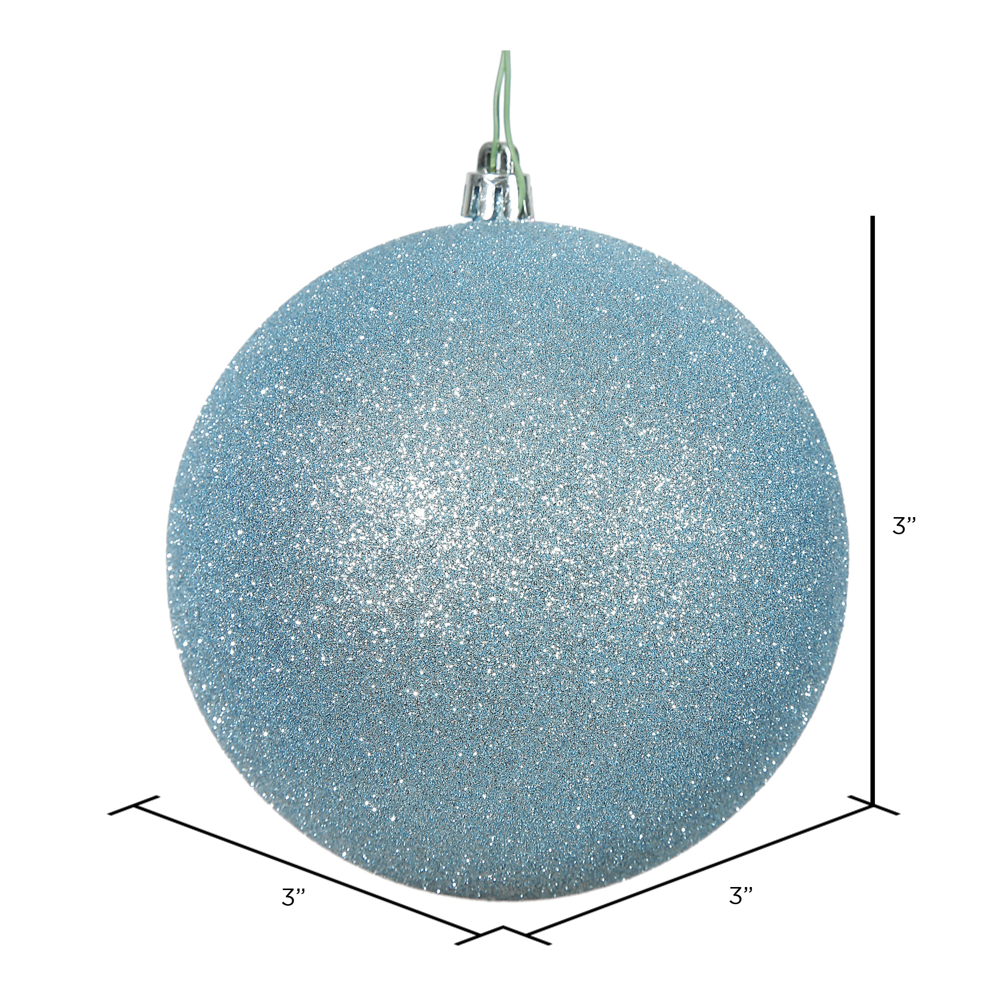 Vickerman 3" Baby Blue Glitter Ball Ornament, 12 per Bag
