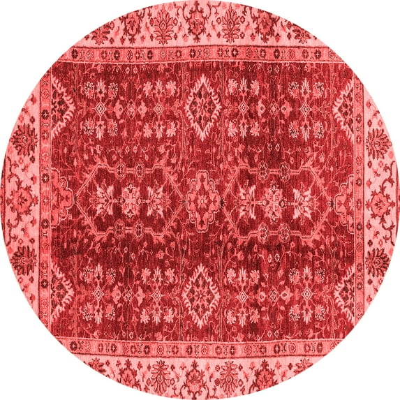 Ahgly Company Indoor Round Abstract Red Modern Area Rugs, 8' Round