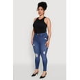 thumbnail image 3 of Womens Plus Size WAX Distressed Stretch Skinny Jeans, 3 of 5