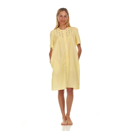 

Lati Fashion Women Snaps Front Duster Short Sleeve Female Nightgowns & Sleepshirts Yellow Size Large