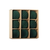 3.15Inch Deep Green Velvet Christmas Ornaments Balls Flocked Christmas Tree 9PCS Plastic Balls Christmas Hanging Ornaments Christmas Tree Holiday Decoration