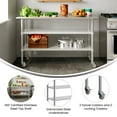 thumbnail image 3 of Flash Furniture NSF Certified Stainless Steel Prep and Work Table 24"x 60" with 2 Galvanized Steel Undershelves and 4 Casters, Heavy Duty Food Prep Worktable, 3 of 9