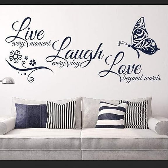 Live Every Moment, Laugh Every Day, Love Silent Wall Stickers, Family Inspirational Wall Stickers, Suitable for Baby Room, Living Room, Art Home Decoration Size 22.8" x 10.6"