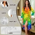 thumbnail image 6 of Yuyamidu Rainbow Heart Robes for Women Lightweight Long Sleeve Bathrobe Knee-Length Spa Robe Sexy Long Womens House Robes Size M Soft V Neck Nightgowns with Waist Belt, 6 of 7