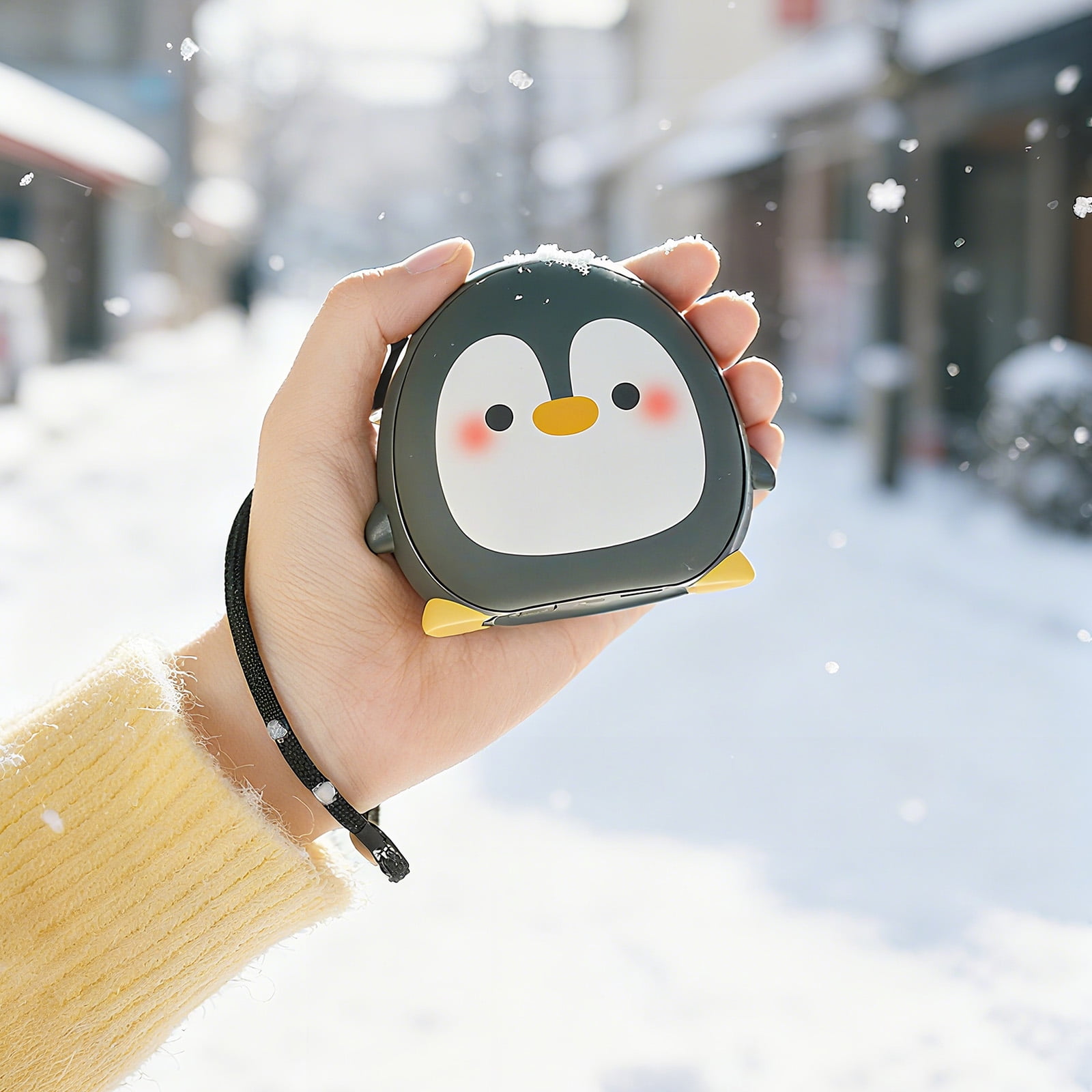 Rechargeable Hand Warmers Heat Adjustable Temperature Cartoon Penguins Design Cold Weather Use