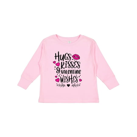 

Inktastic Valentine s Day Hugs Kisses and Valentine Wishes Gift Toddler Boy or Toddler Girl Long Sleeve T-Shirt
