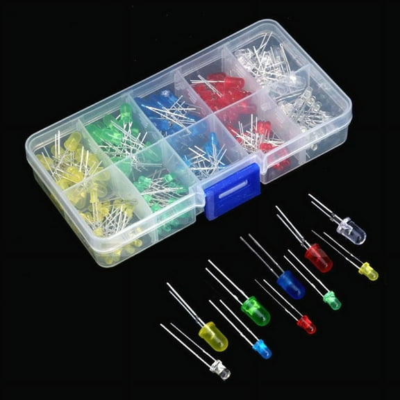 300-Piece LED Diode Assortment Kit - 5mm/3mm Multicolor - for DIY Electronics & Projects