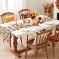 thumbnail image 3 of Orange Blue Pumpkins Fall Table Runner - 120 Inch Long Thanksgiving Gray Checkered Cotton and Linen Blended Dress Scarves Farmhouse Table Runner for Kitchen Dining, Coffee Table, 13" x 120", 3 of 8