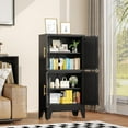 thumbnail image 4 of 47.25" Metal Storage Cabinet, Black Kitchen Food Storage with 4 Door and 2 Adjustable Shelves, Freestanding Bathroom Cabinet, Pantry for Kitchen Dinning Room, Cupboard, 4 of 16