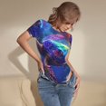 thumbnail image 3 of Balery Starry Sky Turtle Body de cuello redondo de manga corta para mujer Tops de manga corta Tops básicos-Medium, 3 of 7