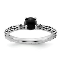 Auriga Fine Jewelry 925 Sterling Silver Antiqued Black Agate Ring for Women Size 10