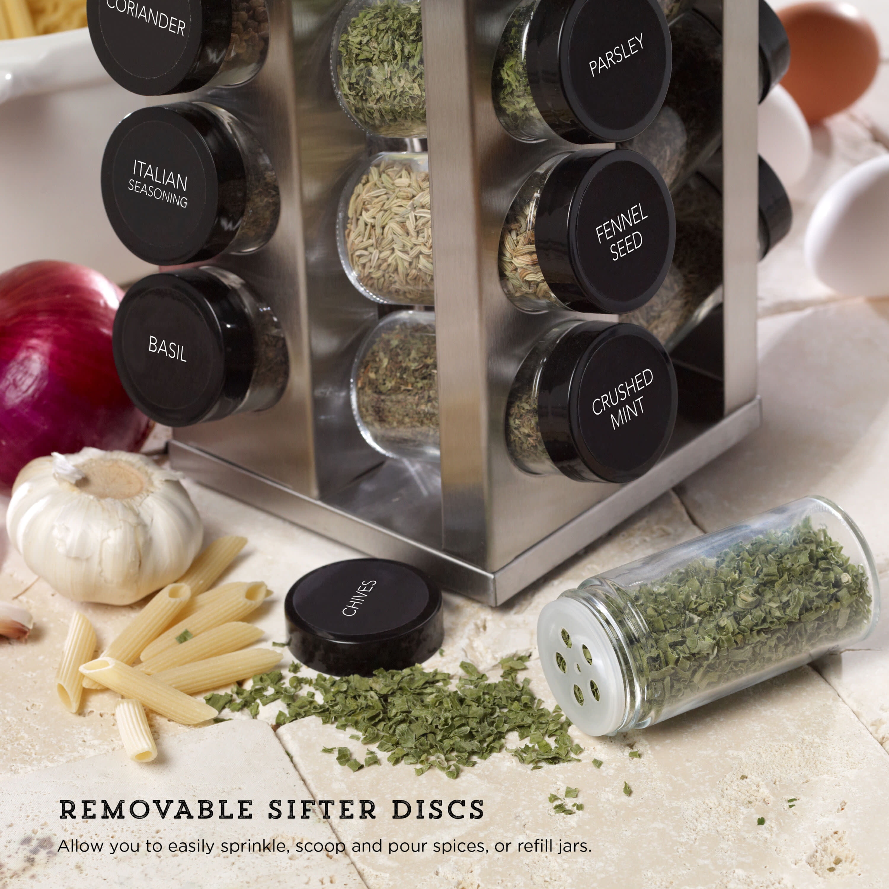 Kamenstein 20 Jar Revolving Spice Rack, Countertop & Wall Organization, Household