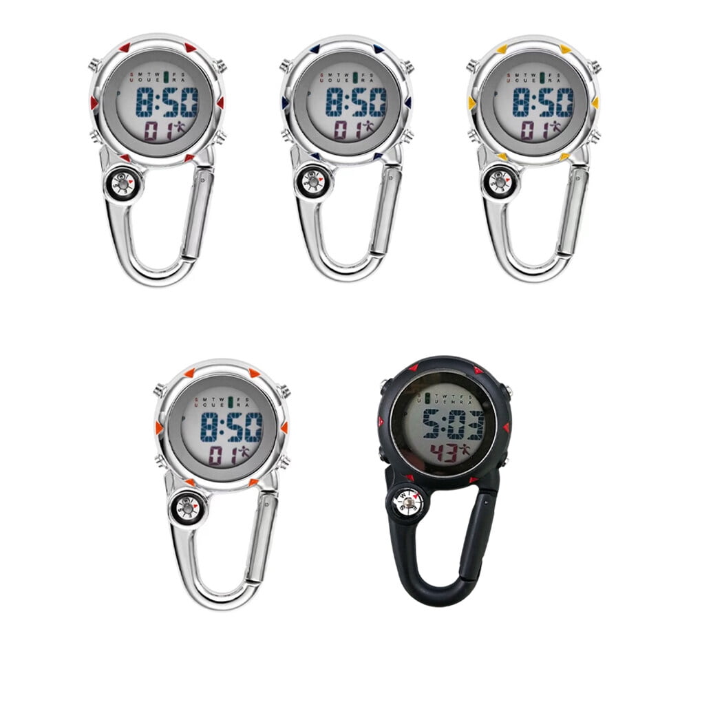 Digital Carabiner Clip Watches Hook Clock Luminous Multi-function