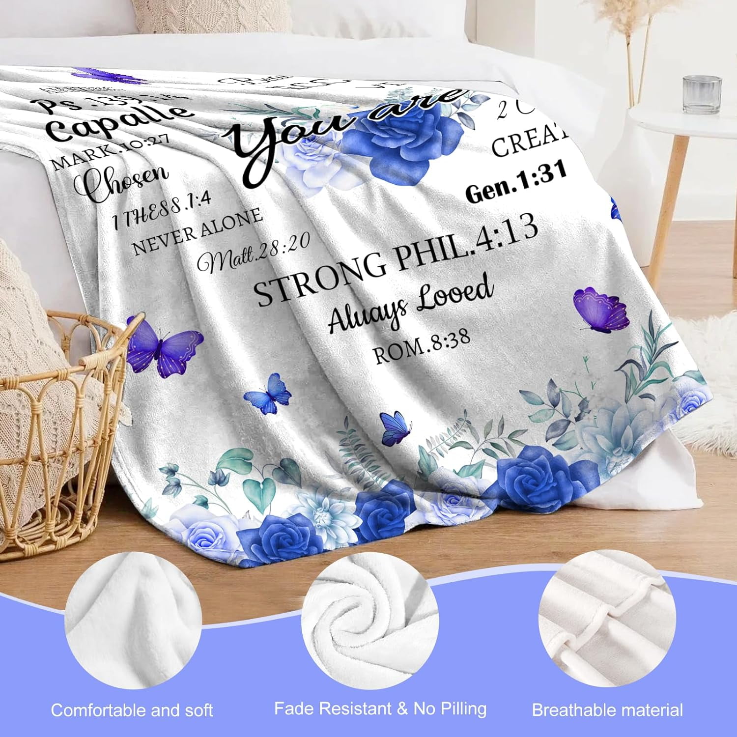 Christian Blanket Gifts for Women Faith, Birthday Religious Gifts for Women, Soft Prayers Blanket with Bible Verse Inspirational Thoughts, Get Well Soon Gifts for Women