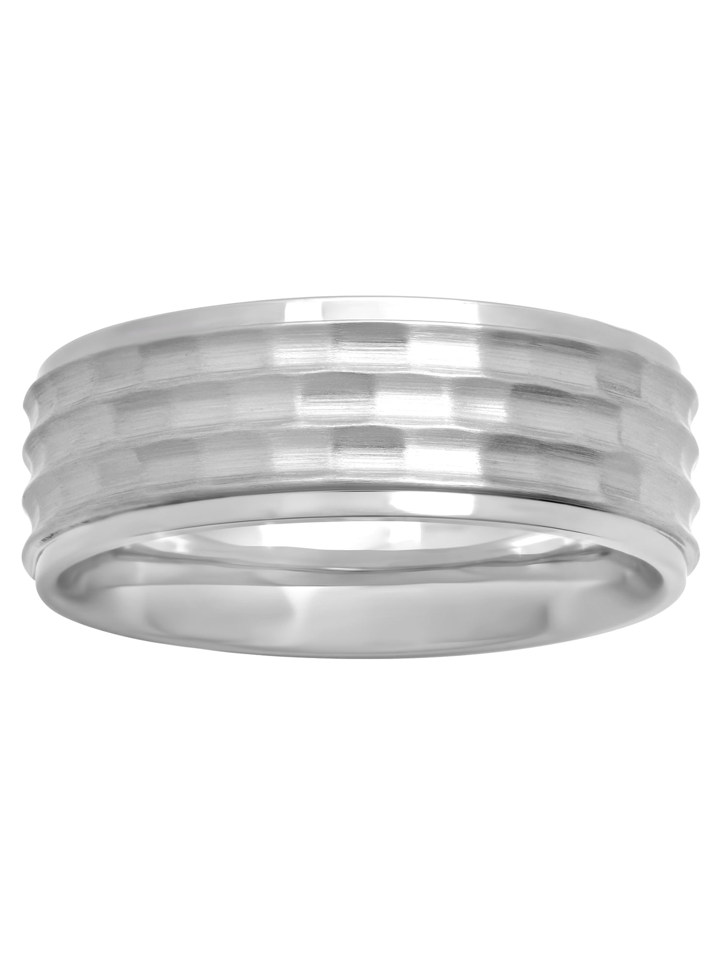 Men's Stainless Steel Bark Finish Wedding Ring Band