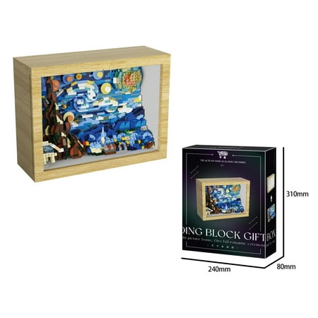 BrixVibe Starry Night Art Building Blocks Set with Light Compatible with Lego Van Gogh for Adults 14+ 1259pcs