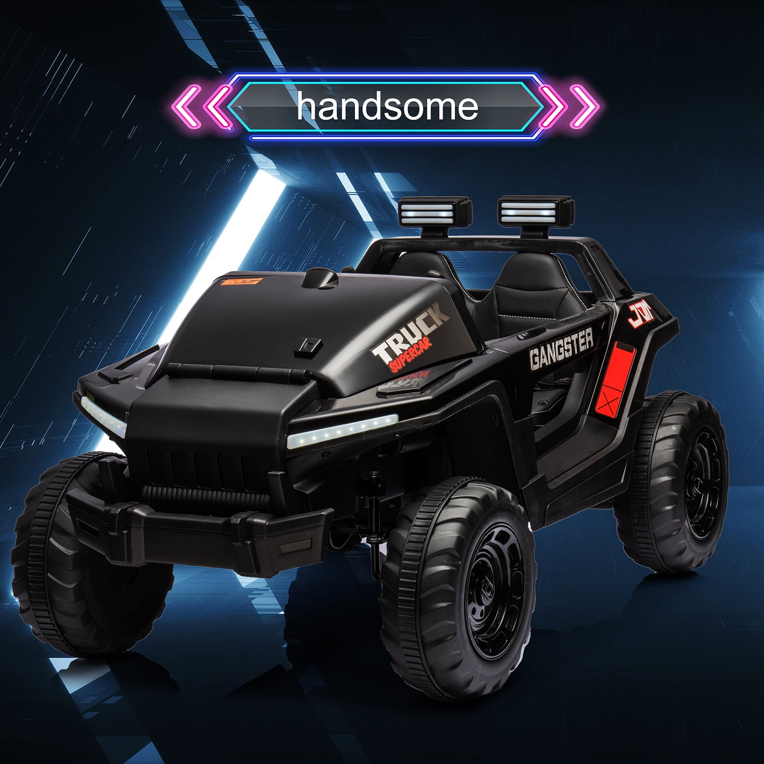 CIPACHO 24 V Powered Ride Ons for Children with USB Bluetooth Music Electric Kids Car Super Power Leather Four-Wheel Shock Absorber, Black CIPACHO 24 V Powered Ride Ons for Children with USB Bluetooth Music Electric Kids Car Super Power Leather Four-Wheel Shock Absorber, Black