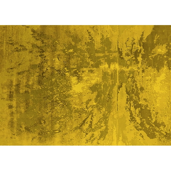 Ahgly Company Machine Washable Indoor Rectangle Oriental Yellow Industrial Area Rugs, 6' x 9'