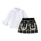 thumbnail image 1 of Vestido Para Niñas, Ropa Para Niñas Pequeñas, Otoño Invierno, Manga Larga, Color Sólido, Cuello Alto, Manga Acampanada, Falda Corta A Cuadros, Conjunto Para Niños, Blanco Odeerbi LM103-8300, 1 of 9