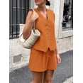 thumbnail image 3 of Conjunto de 2 Piezas PRETTYGARDEN Chaleco sin Mangas y Shorts Marrón Naranja Talla L, 3 of 8