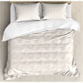 thumbnail image 3 of Ivory Duvet Cover Set, Geometric Continuous Diagonal Diamond Shaped Abstract Monochrome Digital Style Pattern, Decorative 2 Piece Bedding Set with 1 Pillow Shams, Twin Size, Cream, by Ambesonne, 3 of 3
