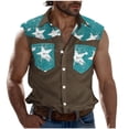 thumbnail image 1 of Camisas de Cuello para Hombres, Moda Casual Día de la Independencia Imprimir Turndown Bolsillos sin Mangas Tanque Deportivo, 1 of 5